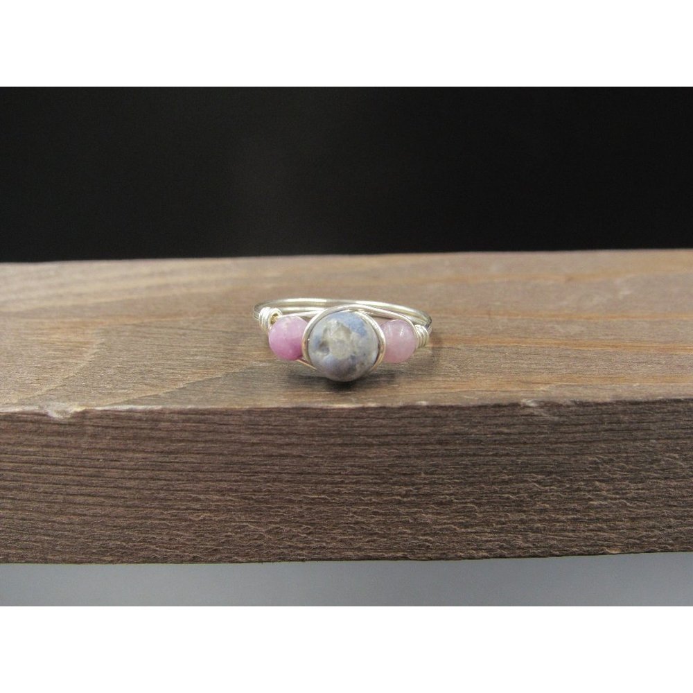 Size 6.5 Sterling Silver Triple Stone Handmade Wire Band Ring Vintage Statement